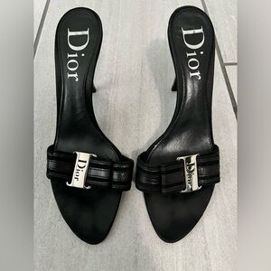 Dior Suede Black Hill Sandal with Silver buckle.